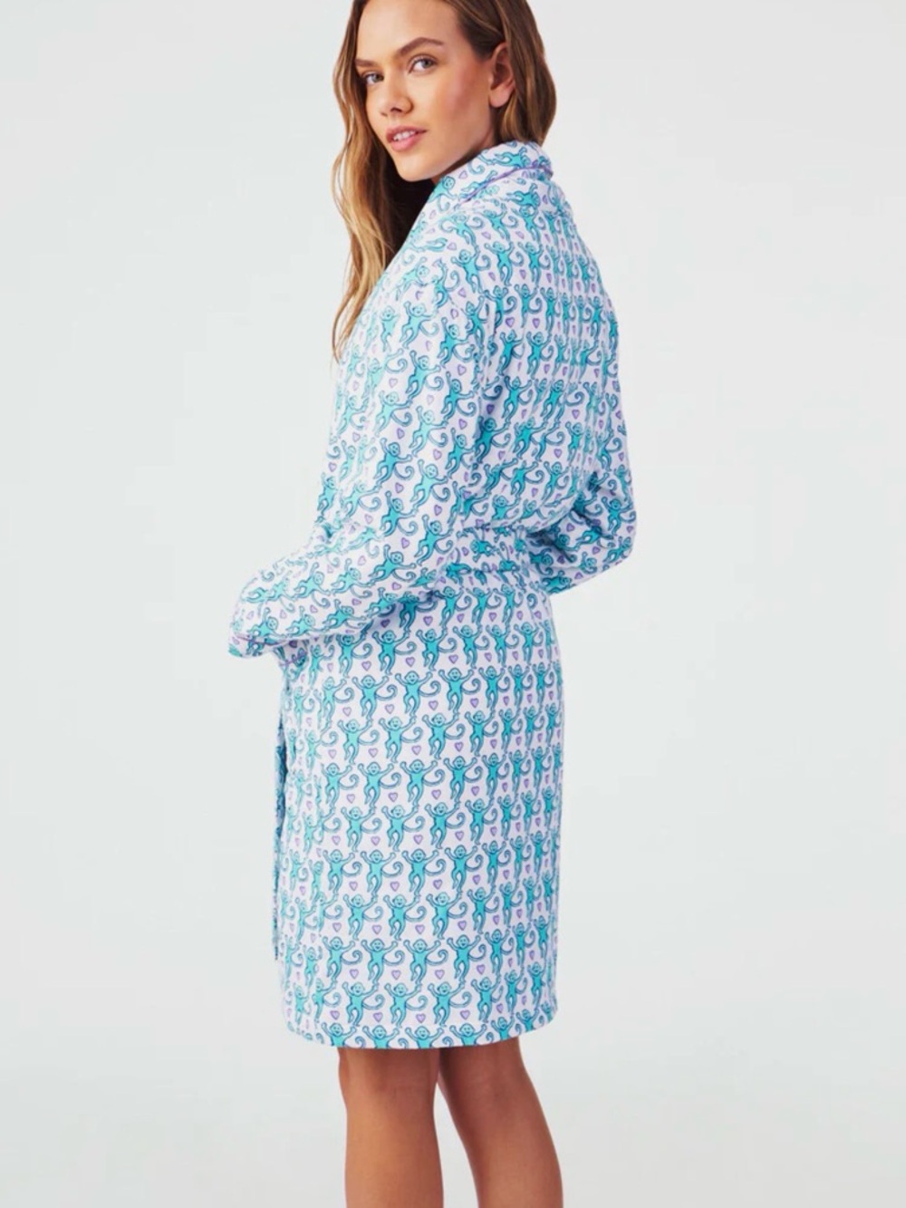 Roller Rabbit Lovely Monkey Cosmo Print Robe - Picture 2 of 5